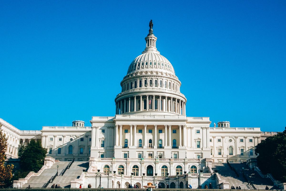 How to Explore Washington DC in 4 days: The United States Capitol building in Washington DC on a clear, sunny day.